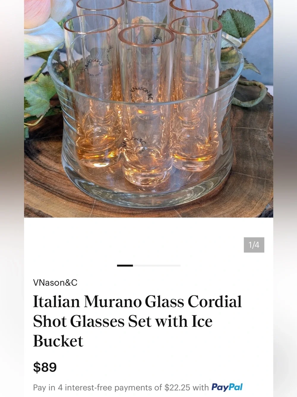 Pier 1 Imports 6 Shot Glasse Chillers in Clear Glass Ice Bucket.